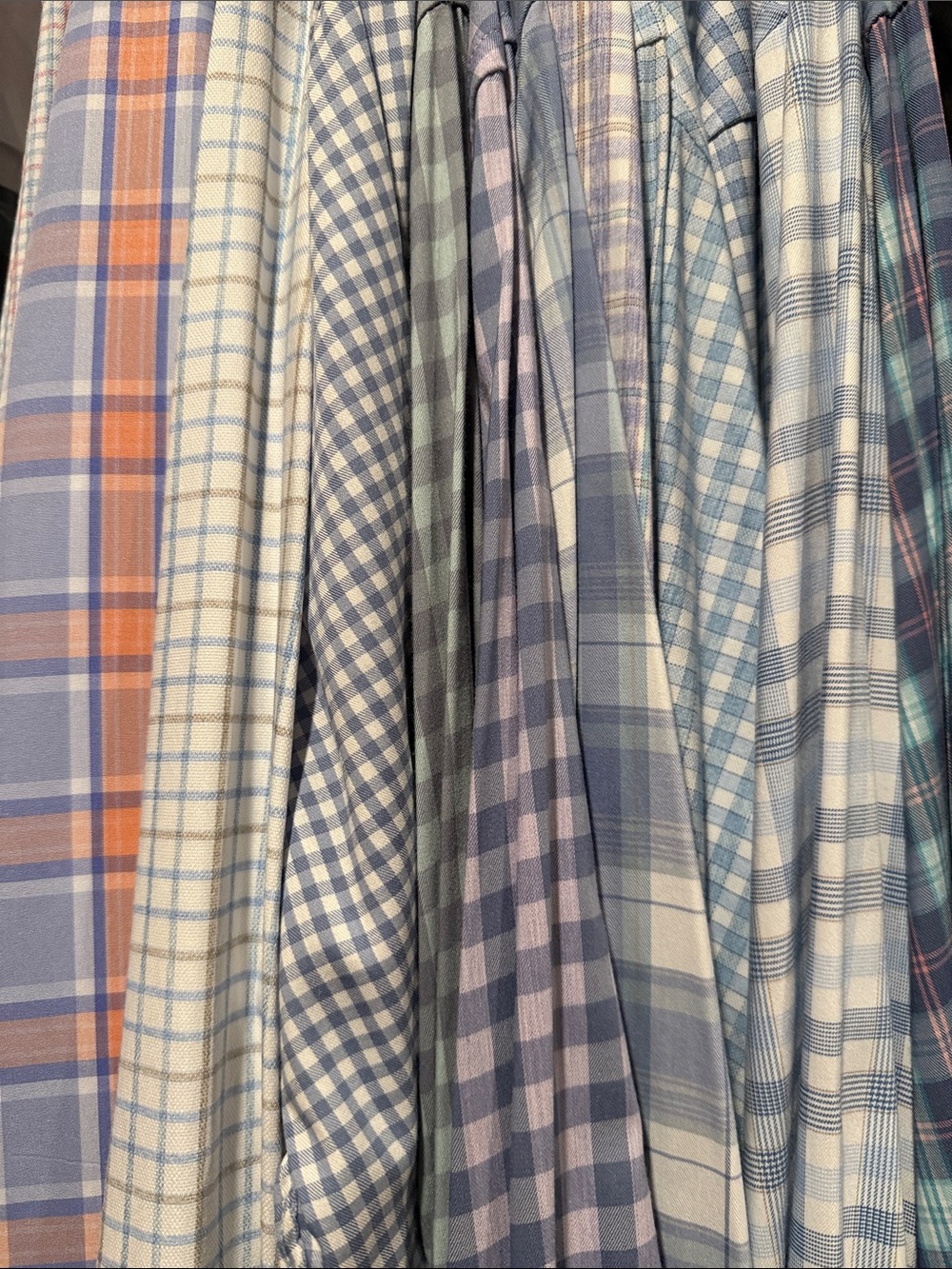 Faherty Blue and Cream Plaid Dress Shirt